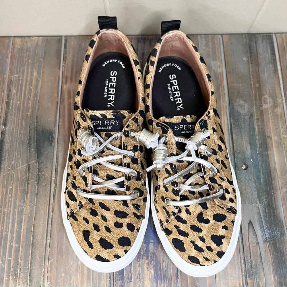 SPERRY Women’s Pier Wave LTT Cheetah MLT Memory Foam Slip On Sneakers 6.5M - Picture 5 of 10